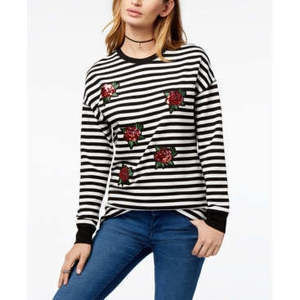 Carbon Copy Women's Black Sequin Floral Sweatshirt Size Small